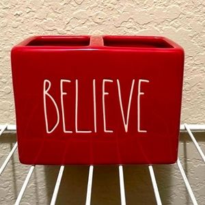 Rae Dunn “Believe” Christmas Holiday Festive Two Sided Storage Container
